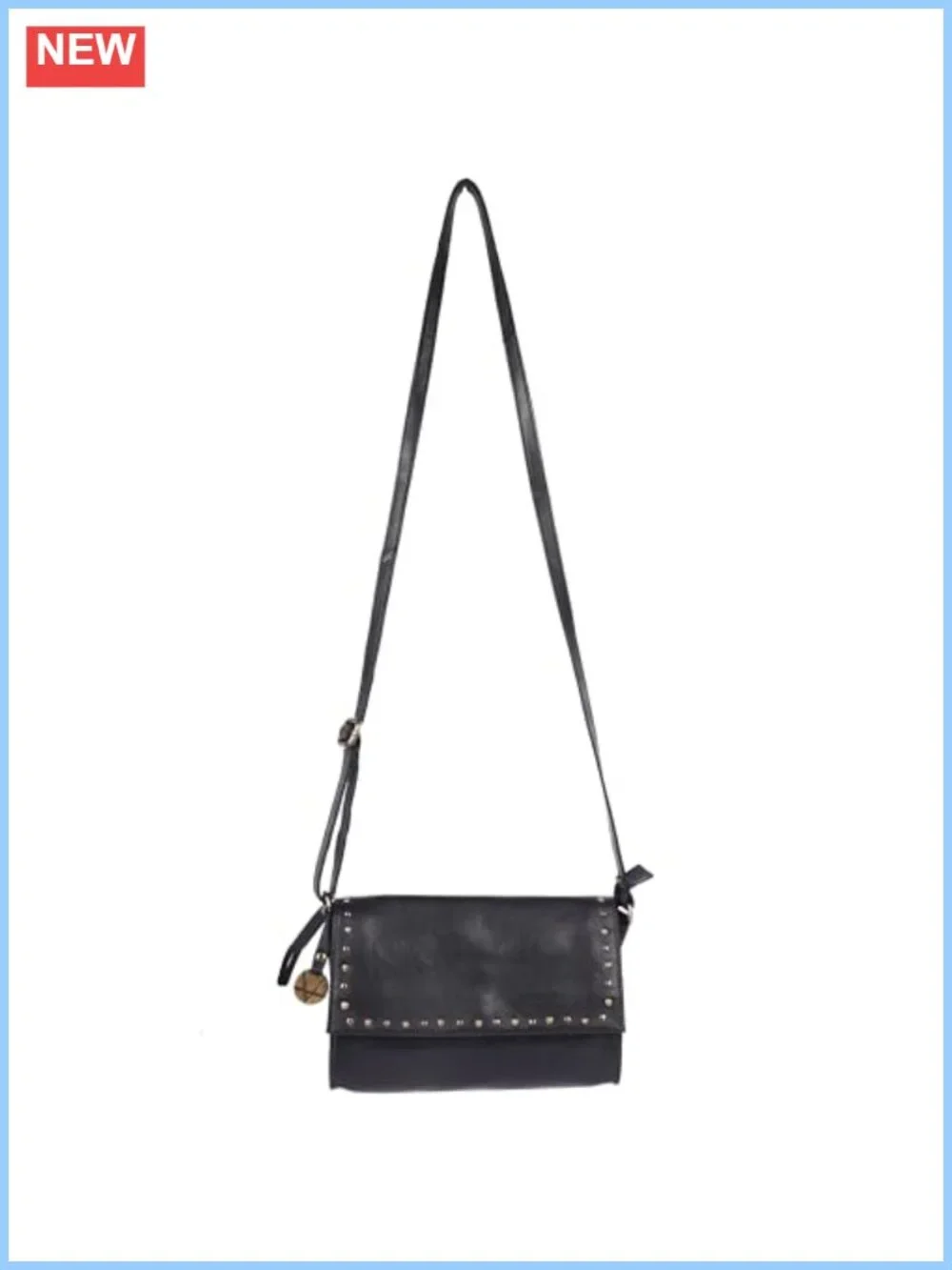 Genuine Italian Leather Boho Studded Crossbody Bag - Women's